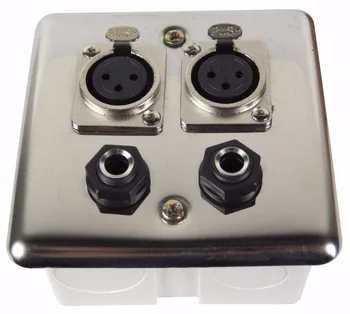 

STARAUDIO SWP-4001 Silvery Steel Wall Plate Panel 2 XLR 3 Pin Female Ports and 2 1/4" 6.35MM Socket Jacks