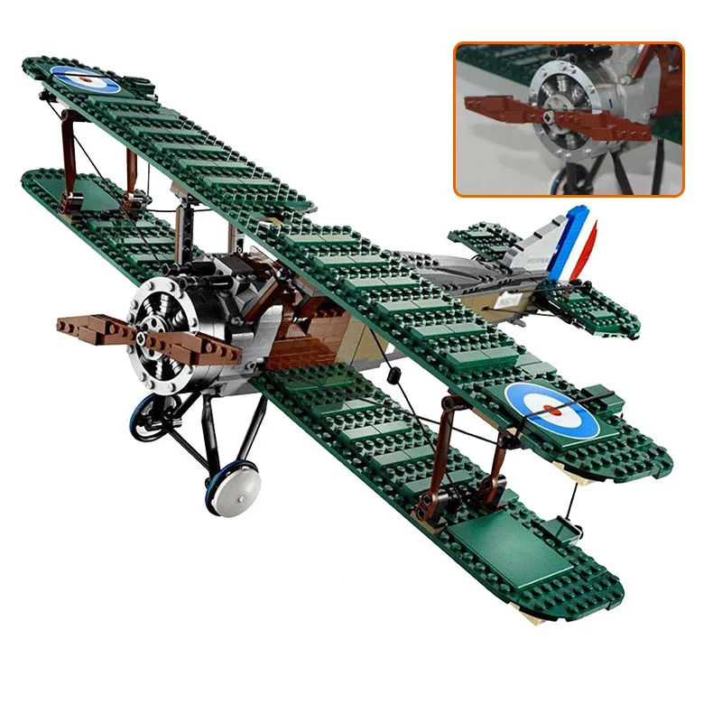 

21021 LEPIN 953Pcs City Creator Sopwith Camel Fighter Model Building Blocks Compatible 10226 Enlighten Figure Toys For Children