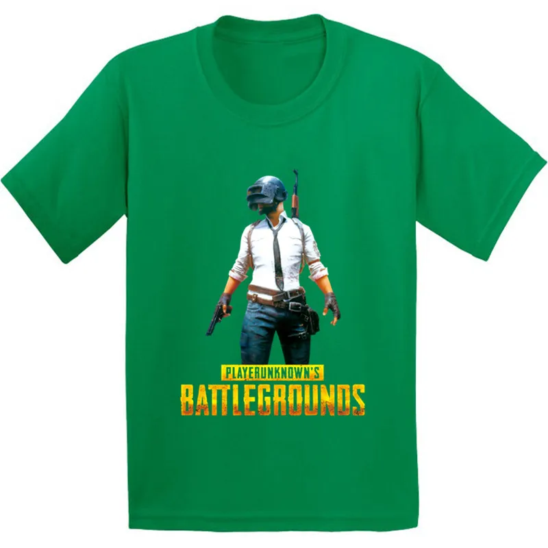 Детская Хлопковая футболка с рисунком игры Playerunknown's Battlegrounds PUBG; забавная одежда для малышей; Повседневная футболка для мальчиков и девочек - Цвет: Green A