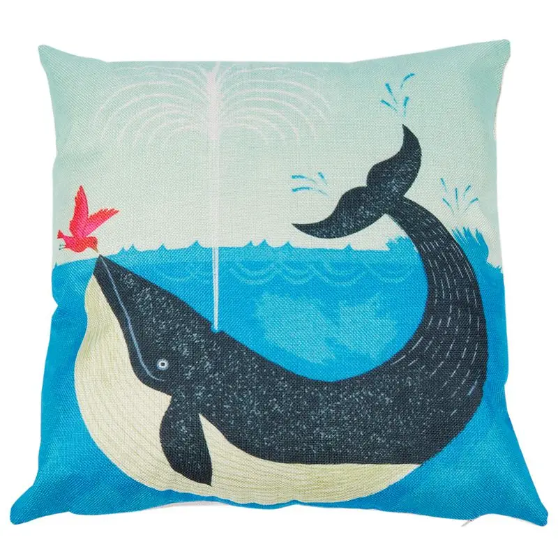 

TOP!-Dolphins and bird pattern pillowcases sofa pillowcases Decor Blue + green+black