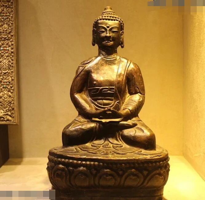 

R0720 Details about 16"Tibet Buddhism Temple Old Bronze Shakyamuni Buddha Statue