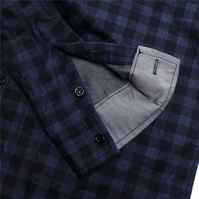 New Arrival Men's Long Sleeve Plaid Shirts Spring Autumn 100% Cotton Brand Casual Male Denim Dress Shirt Work Shirts Tops  (6)