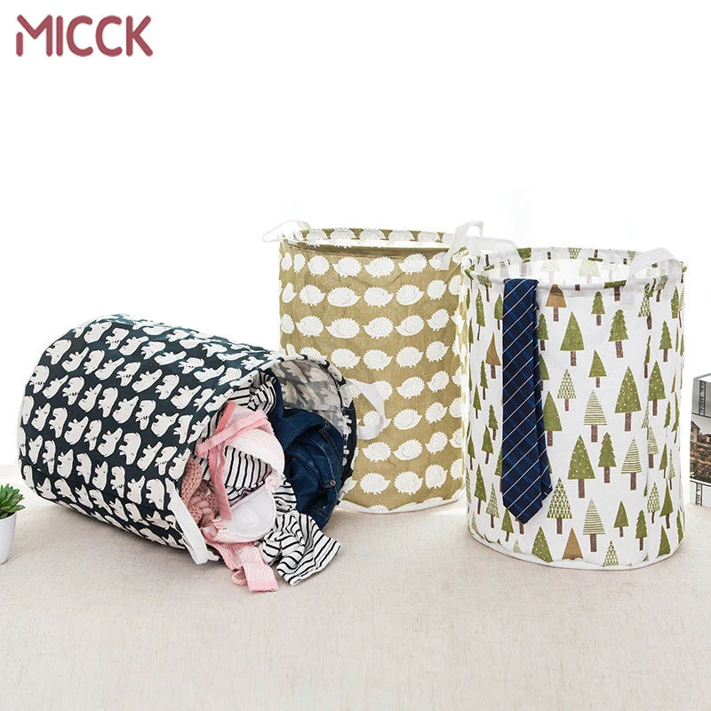 

MICCK Cartoon Laundry Basket Portable Waterproof Folding Canvas Kids Toys Sundries Storage Dirty Clothes Basket Home Organizer