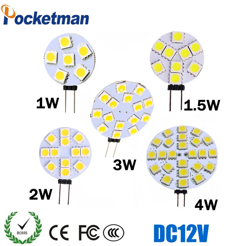 

G4 LED Lamp 1W 1.5W 2W 3W 4W 5050 SMD Spotlight Corn Bulb Car Boat Truck Cabinet Automotive RV Light DC12V 6/9/15/12/24 LEDs