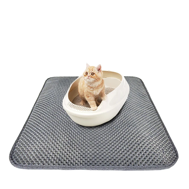 Cat Litter Mat EVA Double-Layer Cat Litter Trapper Mats with Waterproof Bottom Layer kattenmand – Black