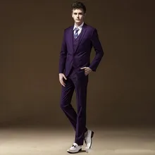 Дизайн фиолетовых свадебных костюмов дешевые мужские смокинги на заказ, деловой костюм для мужчин, вечерние костюмы на выпускной(пиджак+ брюки+ жилет