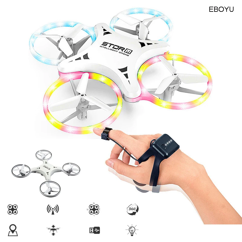Eboyu Drone Ghz Indução Auto-evitar Obstáculos Quadcopter Novidade Mão Controlada Voando Bola Led Luz Rtf 023 rc 2.4