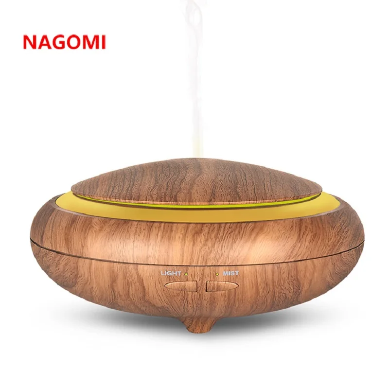 

150ML Ultrasonic Air Humidifier UFO Wood Grain Aroma Essential Oil Diffuser 7 Color Changing LED Light For Home Office