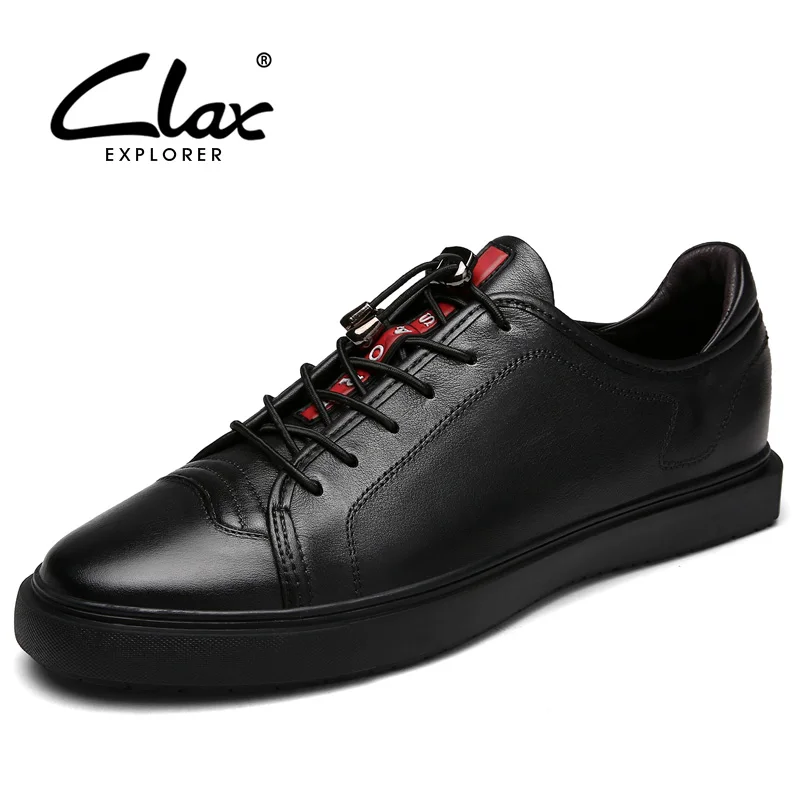 

CLAX Men's Flat Casual Shoes 2018 Spring Summer Fashion Leisure Shoe Male Genuine Leather Walking Footwear British Large Size