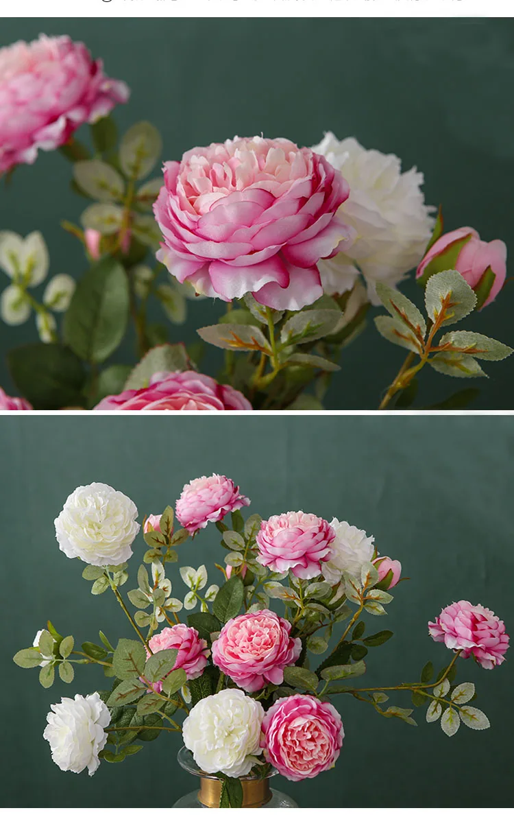 peony silk flower artificial peonies white  (8)