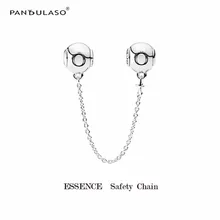 Logotipo de la cadena de seguridad plata de ley-esencia esencia cabida los granos de pandora pulsera de plata joyería de los granos diy de la joyería al por mayor