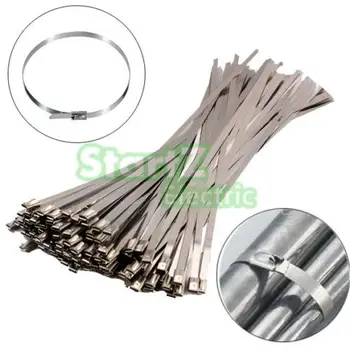 

100Pcs 4.6mm x 100mm Stainless Steel Metal Cable Zip Tie Strap Locking Exhaust Pipe Header