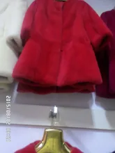 Senior Red blue and white pink rabbit fur coat