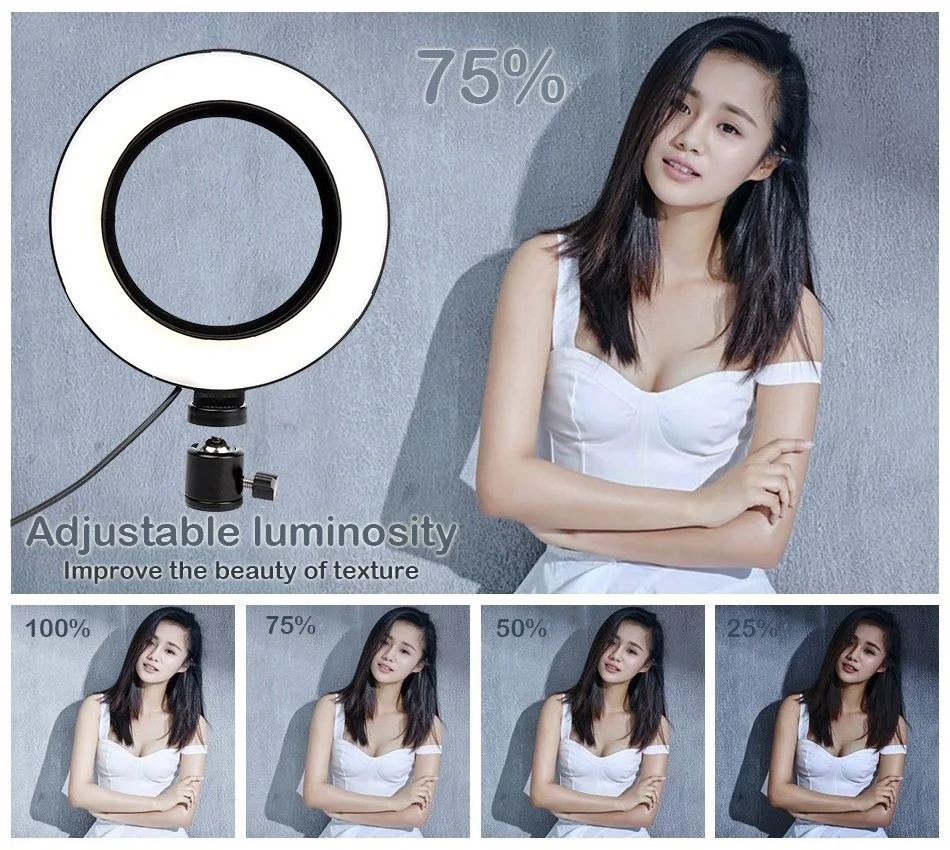 LED Ring Light Photo Studio Light Photography selfie ring Dimmable Video for cameras Smartphone with Tripod Phone Holder