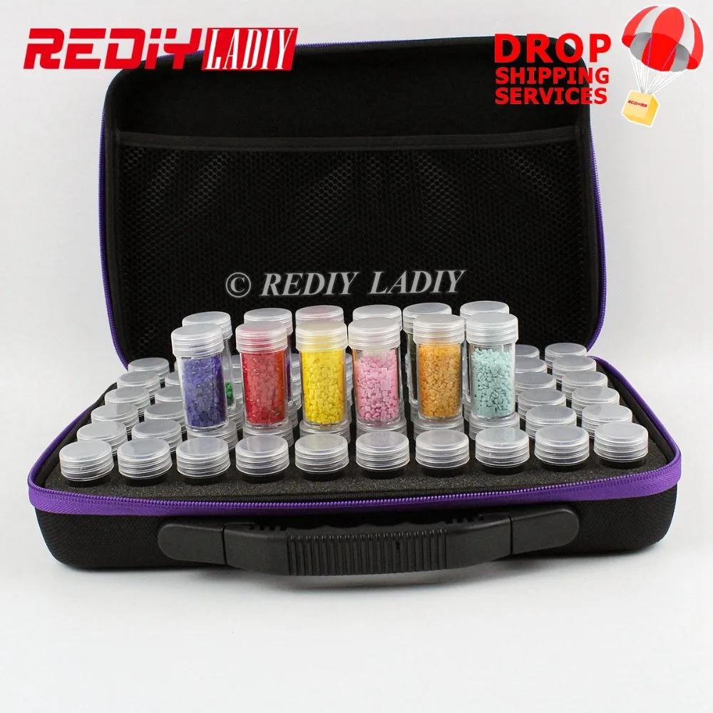 

60 Bottles Diamond Embroidery Tool Mosaic Beads Container Storage Box Carry Case Holder Hand Bag Zipper EVA Shockproof Durable