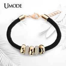 UMODE Fashion Gold Plated Jewelry Austrian Rhinestone Round Circles Pendant Rope Charm Bracelets For Women Pulseiras AUB0074