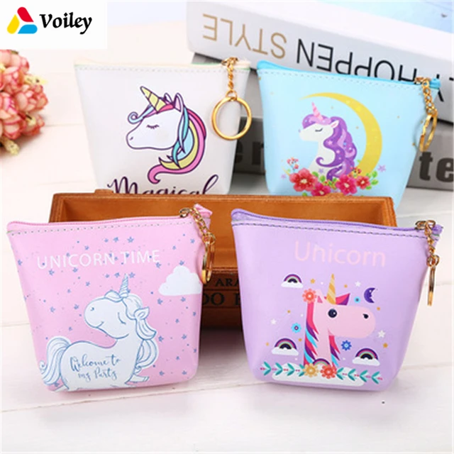 voiley halloween cute unicorn coin bags men woman small animal bags coin mini square wallet female