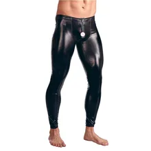 Популярные мужские черные брюки из искусственной лакированной кожи для ночного клуба, сценические обтягивающие брюки стрейч, леггинсы, мужские сексуальные боди