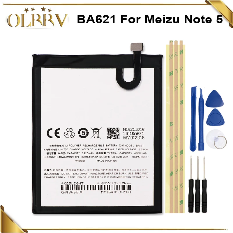 

BA621 Battery For Meizu Note 5 meilan note5 M5 Batterie High Quality Large Capacity Batterij Accumulator 4000mAh+Tools