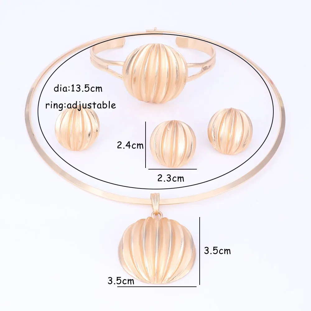 Комплект ювелирных изделий «Дубай» Золотая подвеска в форме шара Цепочки и ожерелья серьги, браслет, кольцо комплект ювелирных украшений золотистого цвета Для женщин свадебные аксессуары