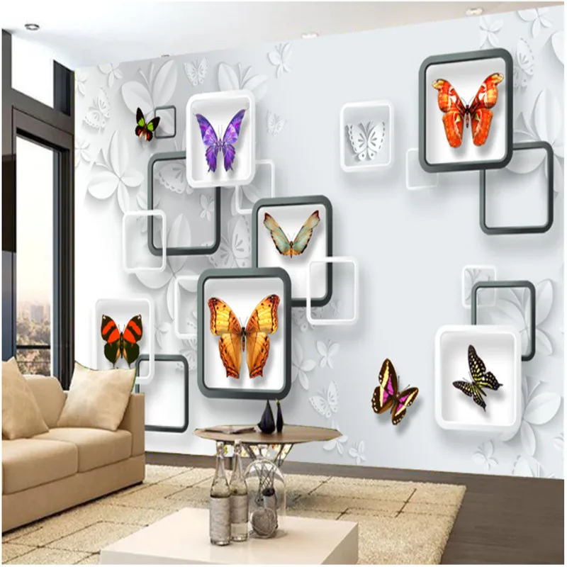 

Modern Minimalist 3D Stereoscopic Wall Papers Home Decor Diverse Butterflies Mural Wallpapers for Living Room TV Background Wall