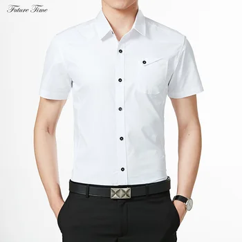 

Men Shirts Short Sleeve Casual Bussiness Cotton Slim Fashion Summer Man Outwear Military Thin Good Quality White Shirts C1844