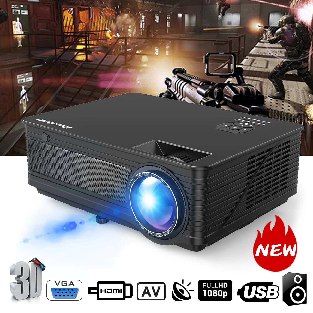 Excelvan M5 LED Full HD Projector Home Cinema TV 3D LCD Multimedia Video Game Projectors 3500 Lumen 1080P HDMI VGA Proyector - ANKUX Tech Co., Ltd