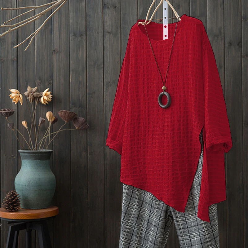 زائد حجم ZANZEA الصيف المرأة بلوزة خمر نصف كم عارضة فضفاض قميص اليسار سبليت السيدات قمم فضفاض Blusa الأنثوية Blusas زائد حجم ZANZEA الصيف المرأة بلوزة خمر نصف كم عارضة فضفاض قميص اليسار سبليت السيدات قمم فضفاض Blusa الأنثوية Blusas