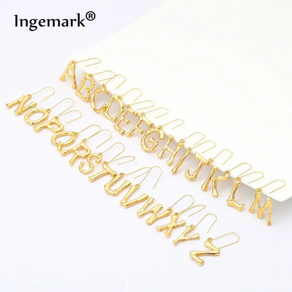 

Ingemark Korean A-Z Letter Initial Drop Earrings Women Jewelry Lava Alphabet Heavy Metal Long Dangle Earrings Girl Birthday Gift