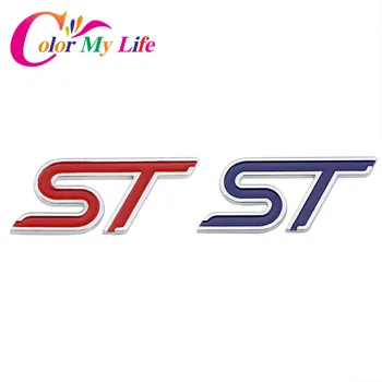 

Color My Life ABS Chrome 3D St Sticker Sport Style Stickers for Ford Focus 2 3 4 Fiesta Ecosport Kuga Mondeo Everest Accessories
