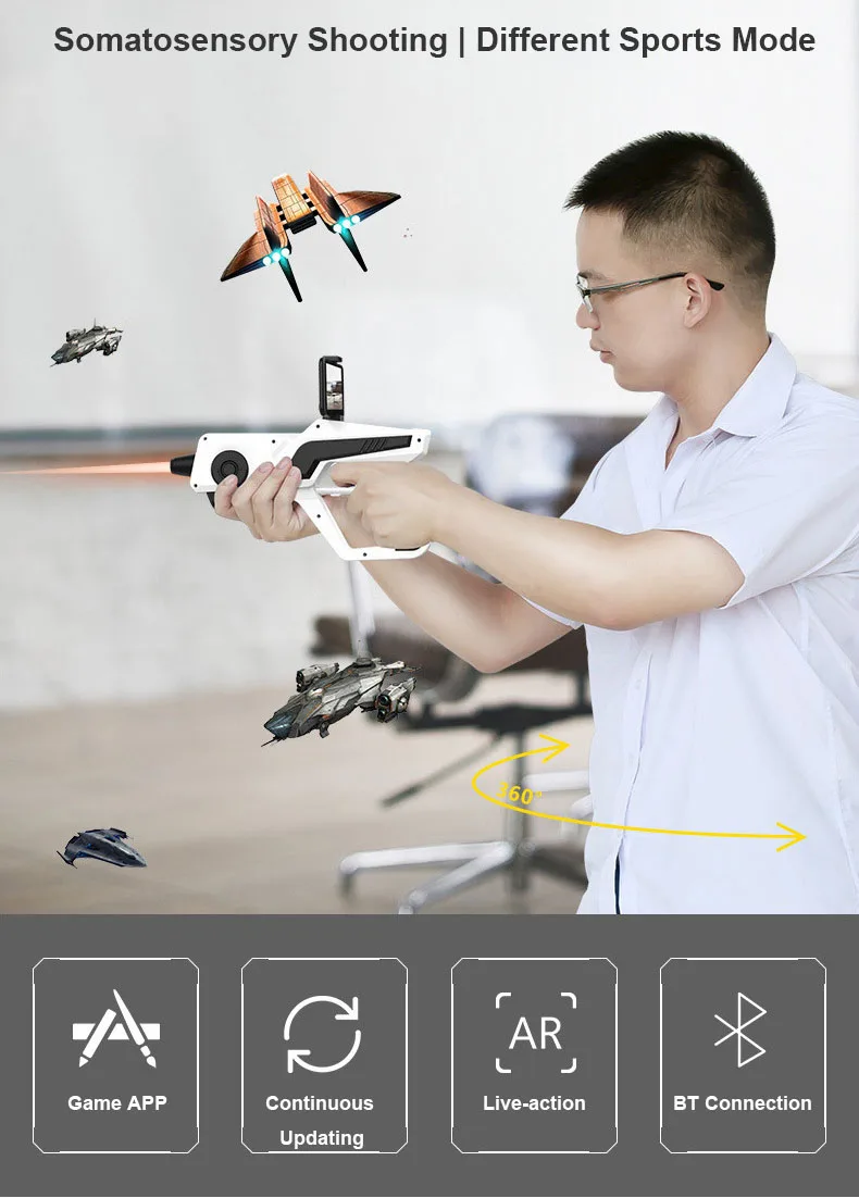 Shinecon Смарт соматосенсорные пистолет беспроводной джойстик телефон игры дополненной реальности точной стрельба декомпрессии игрушечные лошадки