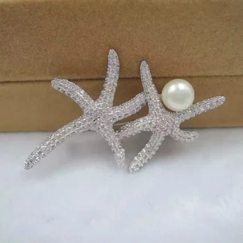 

WEICOLOR Freshwater Pearl Sea Star Silver Brooch.