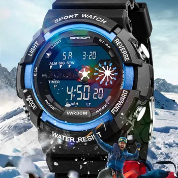 

Mens Stainless Steel LED Digital Date Alarm Waterproof Sports Army Quartz Watch Electronic Watch fashion gif Men's watch Outdoor