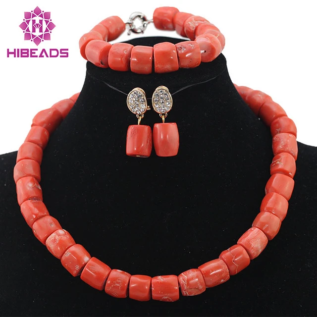 5 Layers Chunky Full Nigerian Wedding Beads Jewelry Set Red African Beads  Jewelry Coral Beads Necklace Sets Free Shipping – PrestigeApplause Jewels