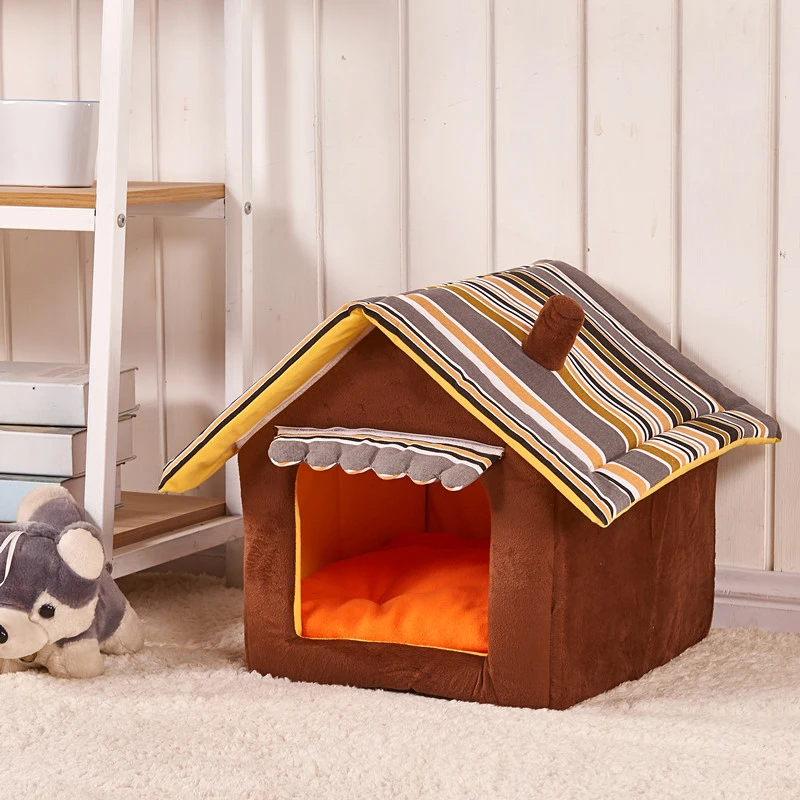 

Fashion Pet House Removable Striped Kennel Winter Warming Puppy Bed Dog Sofa Mats Pet Nest Dog Beds For Small Dogs ATY-002