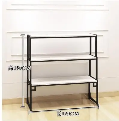 Wrought iron floor clothing store clothes display stand on the wall side hanging women's clothing store floor shelf - Цвет: 03