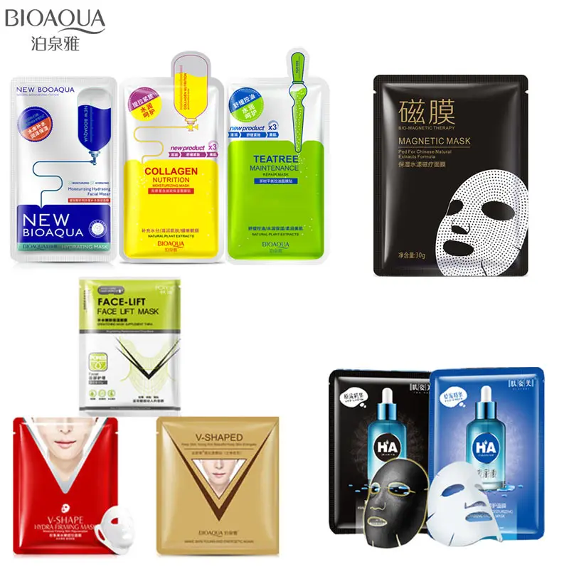 

BIOAQUA black facemask Hyaluronic acid magnetic mask Anti-Aging Oil-control v shape Hang ear type facial mask skin care