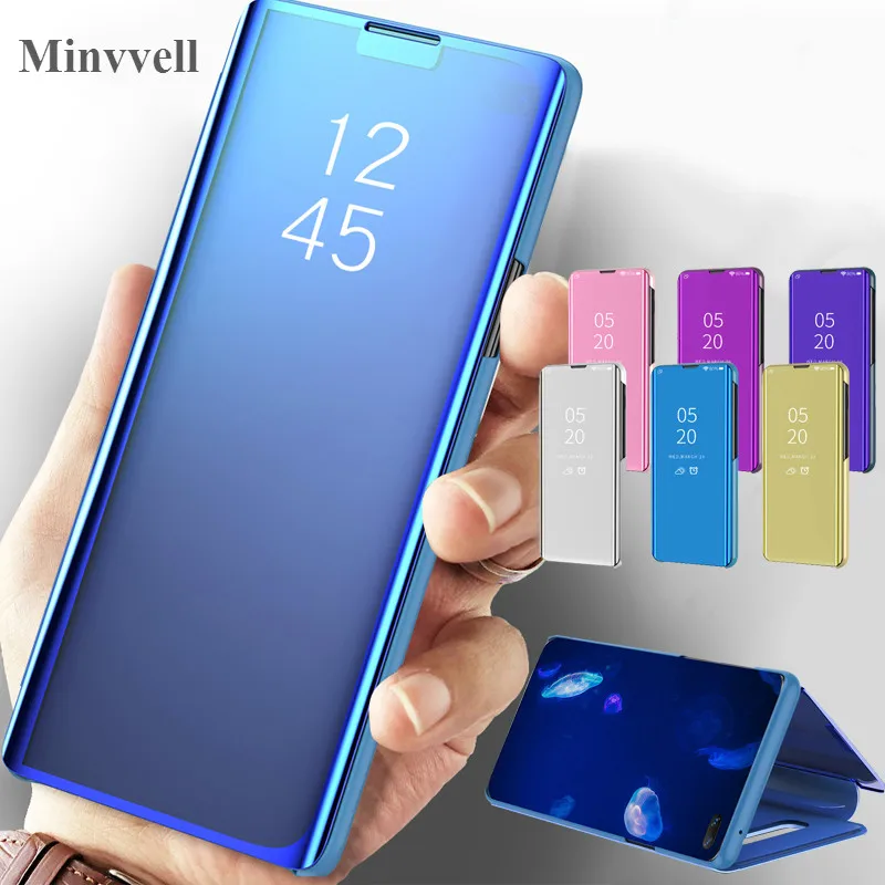 

Case For Samsung Galaxy S10 5G S10 Plus S10e A30 A50 A70 Smart Mirror Clear View Cover S10 5g M20 M30 A7 A8 A9 2018 Stand Case
