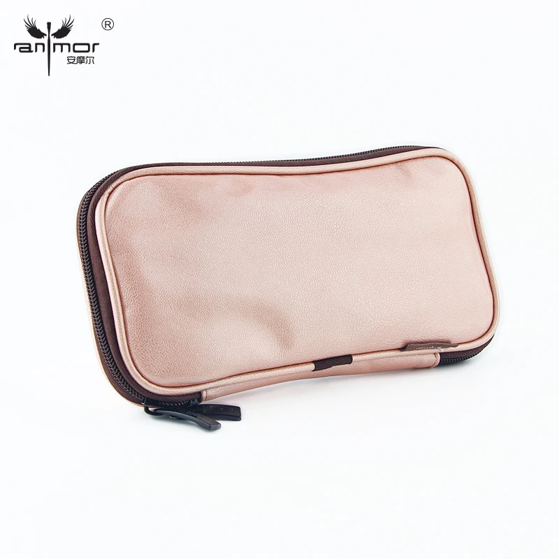 

2019 Anmor Professional Makeup Brushes Bag Holder Beauty Pink PU Leather Top Cosmetic Brush Storage Case Pinceaux Maquillage