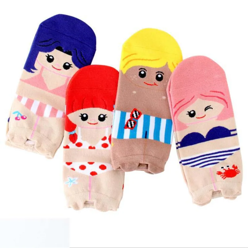 

High quality women lovely cartoon socks spring summer and autumn colorful funny cotton sock women's ang lady sexy short socks