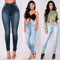 2018 сексуальные девочки плюс размер брюки XXXL женские узкие джинсы классические с высокой талией потертые узкие брюки колготки узкие брюки