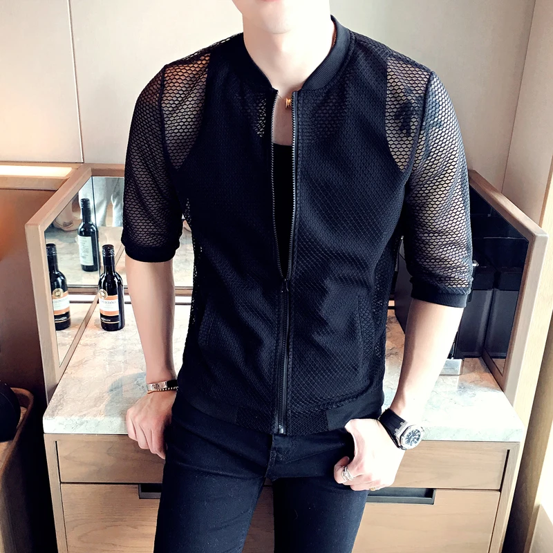 Hot Sale Summer Jacket Men Brand New Thin Half Sleeve Bomber Jacket