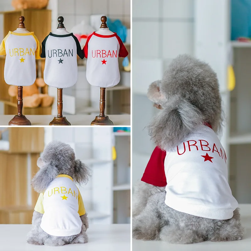 

New pet clothes Summer Breathable thin T color matching dog vest Teddy bear VIP pet clothing have three colors are available