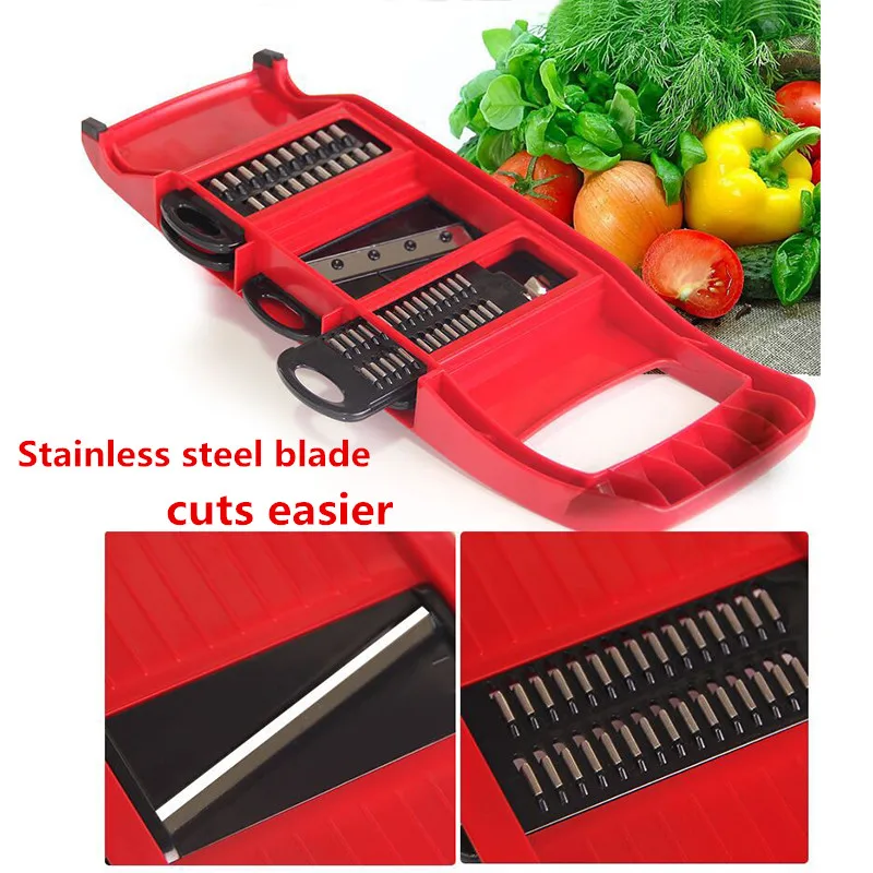 6 в 1 инструмент для нарезки измельчитель для лука и овощей Mandoline Slicer Dicer Blades Veggie кухонный измельчитель инструменты Женские выбор