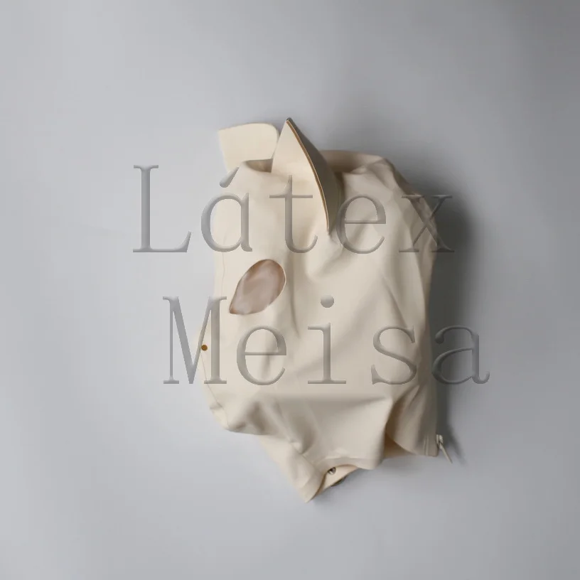 

Animal cat Head latex masks white rubber hoods open eyes and nostrils with back zip
