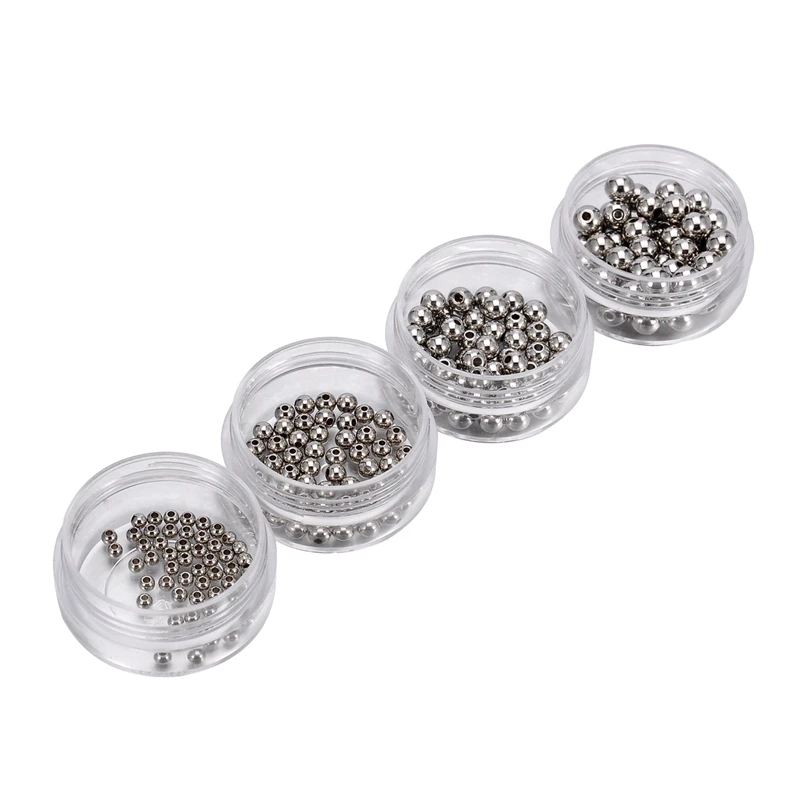 

200PCs / set Stainless Steel Solid Round Beads Bright Silver Tone For Jewelry Finding