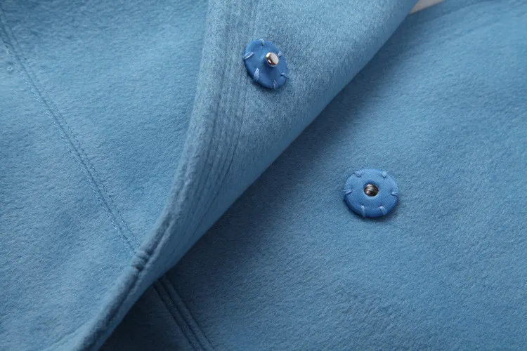 Женское весеннее длинное шерстяное пальто винтажная элегантная женская одежда модное корейское синее пальто