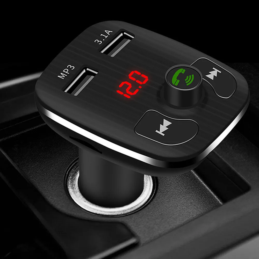 

Dual USB Port Car Chargers Bluetooth FM Transmitters Handsfree Phone Calling Car Kits MP3 Player With TF Card Slot YJJ2