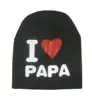 Gorro de ganchillo cálido para bebé recién nacido, gorra tejida para niños, algodón tejido infantil, estampado I love papa mama ► Foto 3/6