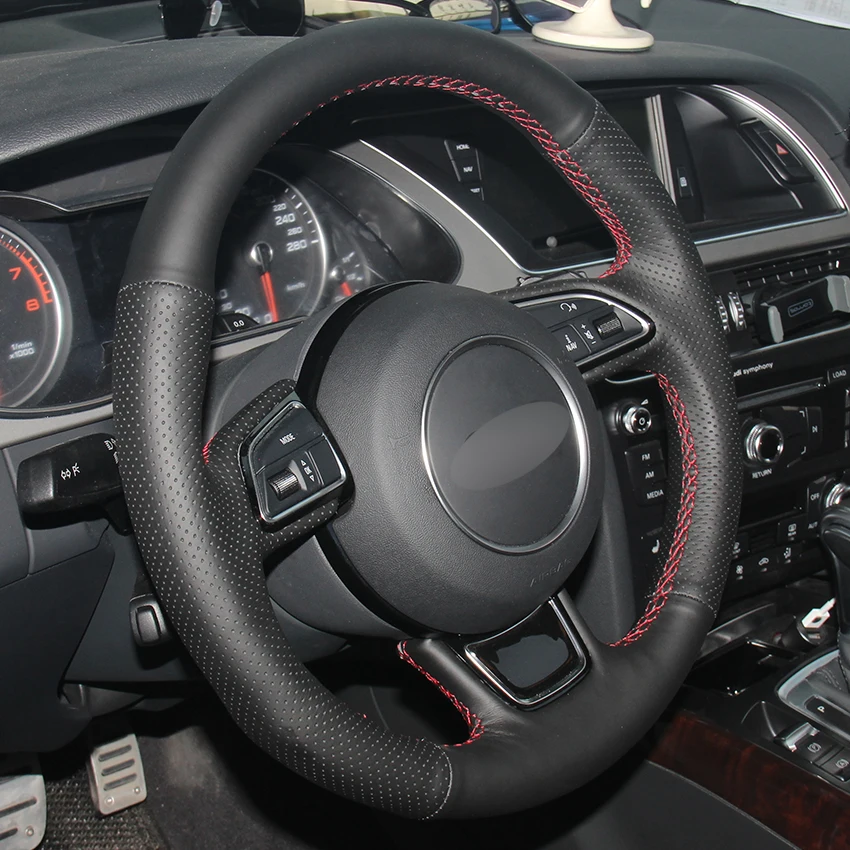 Черный синтетический кожаный чехол для Audi A1 A3 A5 A7|car steering wheel cover|steering coverwheel cover |